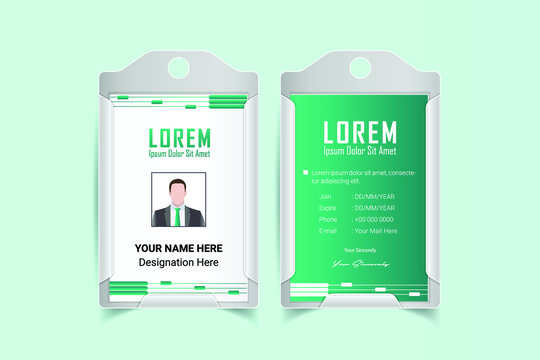 Corporate Employee ID Card Design. Luxury, Modern, Elegant, Professional Minimalist Identity Card. Employee ID Card Template. Elements of Stationery. Vector illustration