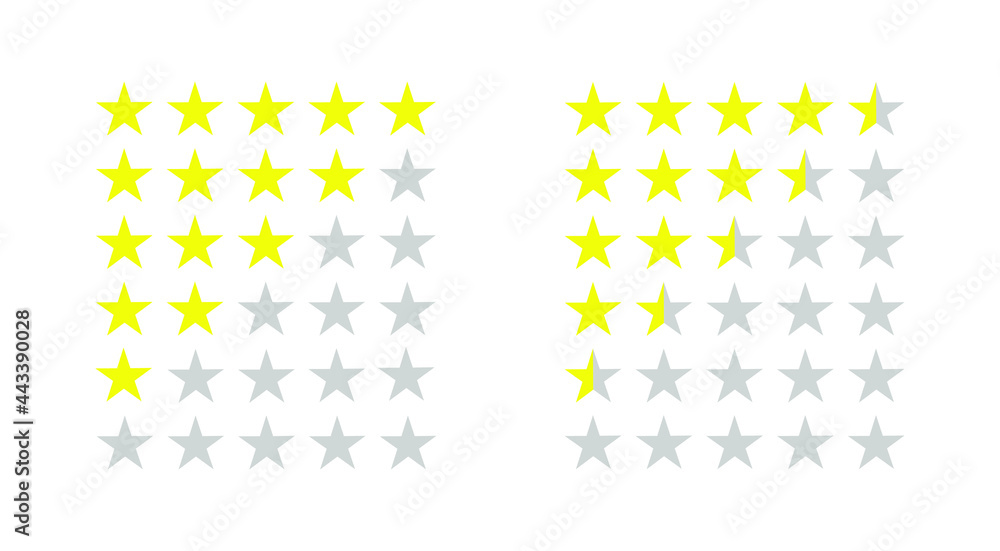 Wall mural five stars rating. quality review service. yellow icons of ranking and feedback. flat gold customer 