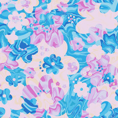 Materiał do szycia Seamless pattern marble floral flower abstract.Vintage nature background.Print fashion textile.