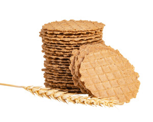 Bread crispy waffles isolated on the white background