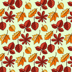 Autumn pattern. Autumn leaves big set. Abstract carved leaves.