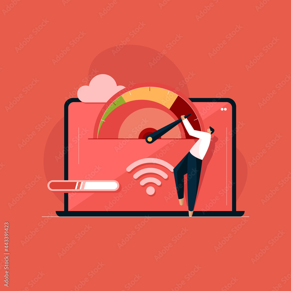 Fototapete online downloading and uploading speed test, website loading speed web template, internet speed chec