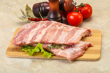 Raw pork ribs for cooking