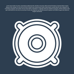 Blue line Car audio speaker icon isolated on blue background. Vector