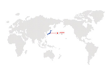 世界地図上の日本の場所：英語版 - シンプルで見やすいインフォグラフィックデザイン	