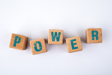 Obraz premium POWER CONCEPT. Wooden blocks with text on a white background