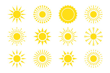 Flat sun icon. Sun pictogram. Trendy vector summer symbol for website design, web button, mobile app.