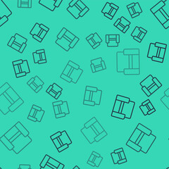 Black line Cinema chair icon isolated seamless pattern on green background. Vector