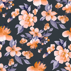 Painted flowers seamless background illustration