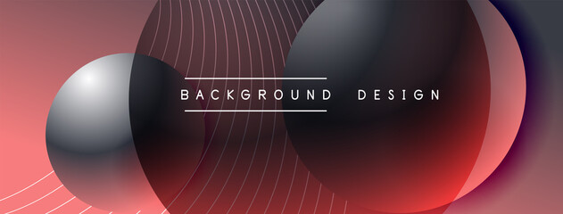 Gradient circles with shadows. Vector techno abstract background. Modern overlapping forms wallpaper background, design template