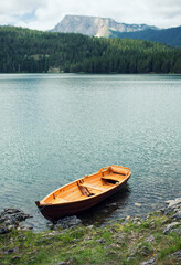 Boat on Black lake in Montenegro