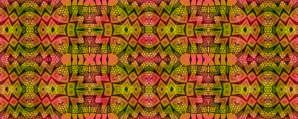 Colorful African fabric - Seamless and textured pattern, illustration 