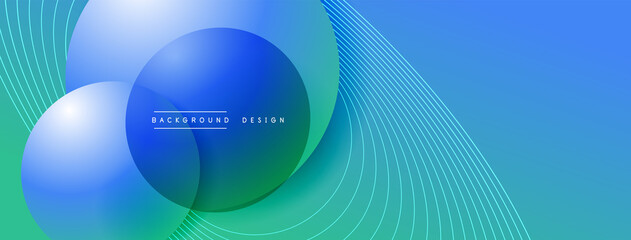 Gradient circles with shadows. Vector techno abstract background. Modern overlapping forms wallpaper background, design template