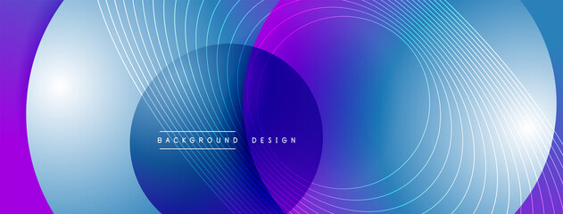 Gradient circles with shadows. Vector techno abstract background. Modern overlapping forms wallpaper background, design template