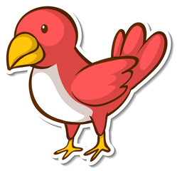 A red bird standing on a branch sticker
