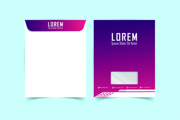 Naklejka premium Envelope design A4 Size with front and back. Luxury, Modern, Elegant, Professional Minimalist Business A4 Envelope template. Vector illustration