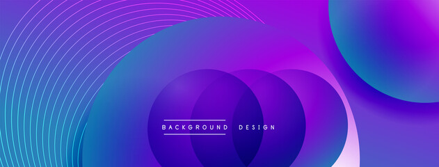 Gradient circles with shadows. Vector techno abstract background. Modern overlapping forms wallpaper background, design template