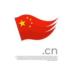 China flag. Colored stripes chinese flag on a white background. Vector design of national poster with cn domain, place for text. Brush strokes. State patriotic banner of china, cover
