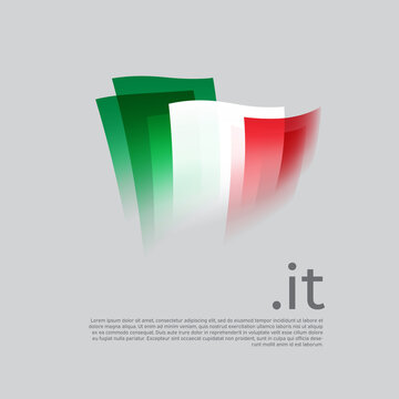 Italy flag. Vector stylized design national poster on a white background. Italian flag painted with abstract brush strokes with it domain, place for text. Tricolor. State patriotic banner italy, cover