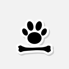 Paw and bone icon isolated on gray background