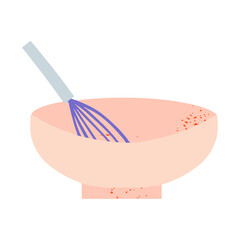 Kitchen cooking utensil baking bowl and mixer icon vector illustration. Bakery and pastry stuff element
