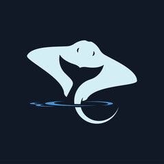 Stringray and Whale Tail Logo graphic design vector illustration