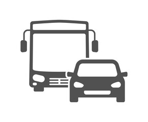 bus and car traffic jam