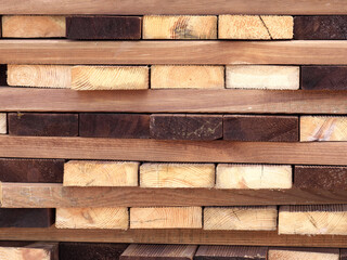 The boards are processed from decay. The boards are neatly stacked.