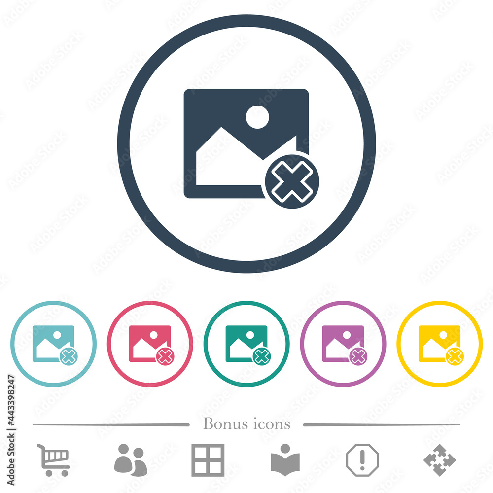 Poster cancel image operations flat color icons in round outlines