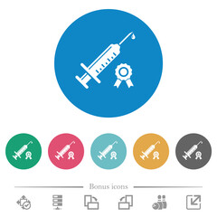 Certified vaccine flat round icons
