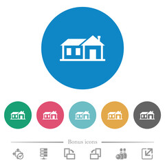 Family house flat round icons