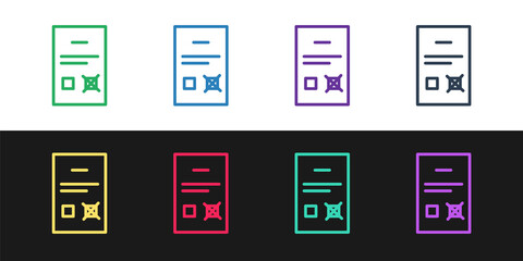 Set line Poll document icon isolated on black and white background. Vector