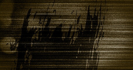 Image of multiple black and brown squiggles, lines and spots moving on seamless loop