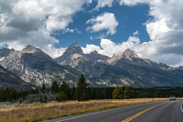 Fototapeta na wymiar An overlooking landscape view of Grand Teton National Park, Wyoming