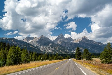 Fototapeta premium An overlooking landscape view of Grand Teton National Park, Wyoming