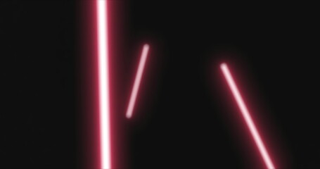 Pulsating red neon strip lights floating on a black background