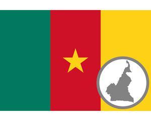 Fahne und Landkarte von Kamerun