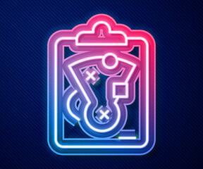 Glowing neon line Planning strategy concept icon isolated on blue background. Baseball cup formation and tactic. Vector