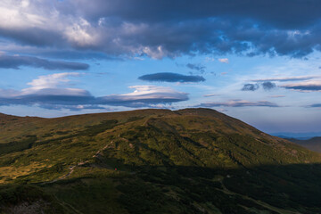 Fototapeta na wymiar Landscape panoramic view of summer Carpathian mountains