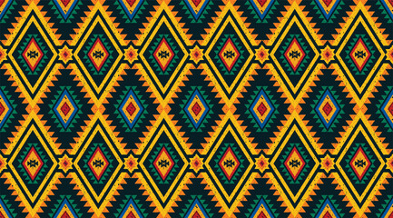 Seamless pattern repeating design with geometric shapes.