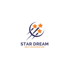 star and crescent moon cheerful vector logo design