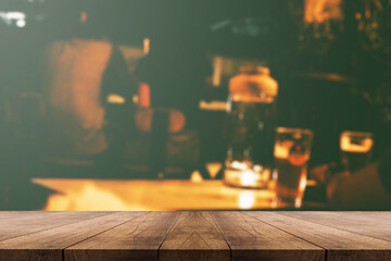 3D rendering, wooden top table on isolate light and blurred background 