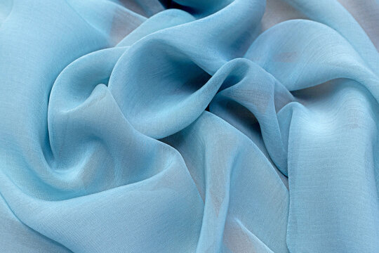 Cotton fabric batiste gray-turquoise color in the artistic layout