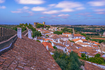 Óbidos - June 29, 2021: The medieval town of Óbidos, Portugal