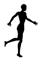 Fototapeta na wymiar Silhouette of a running girl isolated on a white background. Vector illustration