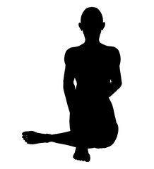 Silhouette of a sitting girl isolated on a white background. Vector illustration