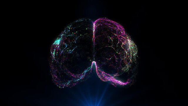AI Artificial intelligence digital brain animation. Neural Network. Big Data Deep Learning Modern Technologies. Big data flow analysis. Neurosurgery Brain scan technology. Thinking process