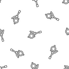 Grey line Howitzer icon isolated seamless pattern on white background. Shooting from a gun. Artillery. Vector