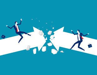 Broken arrow collision. Being involved in a business accident