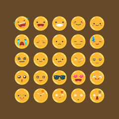 emoticon set of the Golden Coin. Vector Illustration